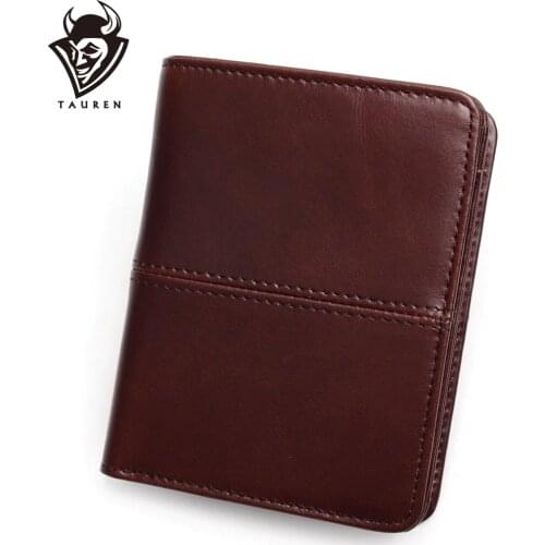 Genuine Leather Men Wallets Multi-Functional Cowhide Male Purse With Coin Pocket Driver License Holder Buckle Mens Wallet