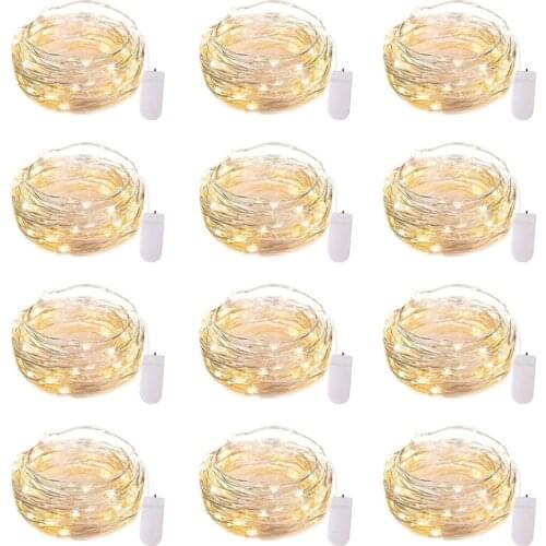 12 Pack Led Fairy Lights Battery Operated String Lights Waterproof Silver Wire 7 Feet 20 Led Firefly Starry Moon Lights for DIY