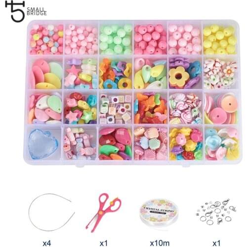 Diy Acrylic Puzzle beads kit for Making Jewelry Diy Craft Kids Girls Hairpin Necklace For kids Colorful Girls Beads Set