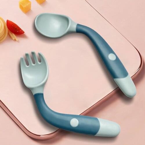 Silicone Spoon for Baby Utensils Set Auxiliary Food Toddler Learn To Eat Training Bendable Soft Fork Infant Children Tableware