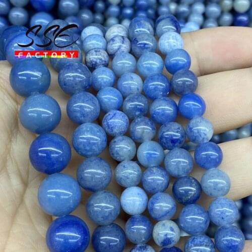 Natural Stone Blue Aventurine Beads Round Loose Beads 4 6 8 10 12mm For Jewelry Making DIY Bracelet Earring Accessories 15" J214