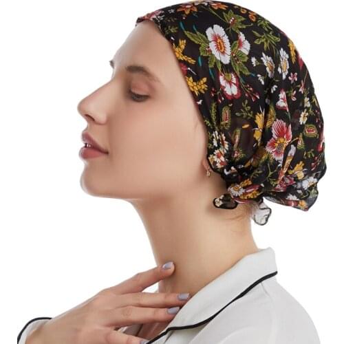 New Fashion 100% Mulberry Silk for Home Hair Care Maternity Confinement Cap Silk Triangle Night Cap Thin Female Headscarf Cap