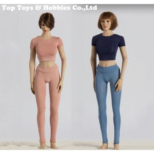 1/6 Scale Tight Yoga Clothing Suit WF-S004 Female Sports Bra Round Neck Top High Waist Leggings Set Model For 12'' Figure Body