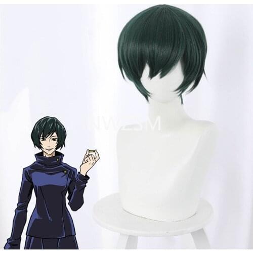Anime Jujutsu Kaisen Cosplay Wig Toge Inumaki Maki Zenin Green Long Ponitail Resistant Synthetic Hair Halloween Party Props