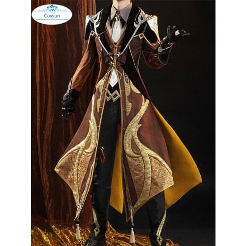 Hot Game Genshin Impact Zhongli Cosplay Costume Rex Lapis Morax Battle Uniform Male Activity Party Role Play Clothing S-XL New