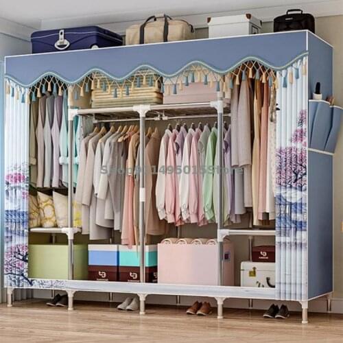 Simple Wardrobe, Strong And Thick, Fully Enclosed Cloth Wardrobe, Steel Tube, Thickened Reinforcement, Rental Room Storage