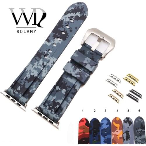 Rolamy 38 40 42 44mm Wholesale Mosaic Waterproof Silicone Rubber Replacement Wrist Watch Band Strap For Iwatch Series 4/3/2/1