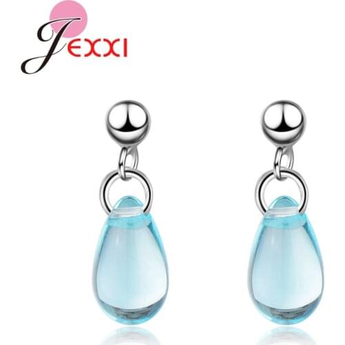 Water Drop Pendant Earrings Clear Cubic Zirconia 925 Sterling Silver For Women Bridal Wedding Engagement Anniversary