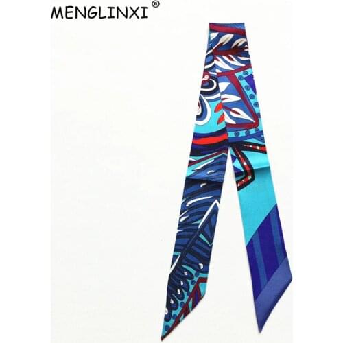2021 New Design Brand Scarf Women Fashion Neckerchief Skinny Silk Scarves For Ladies Handbag Ribbons Head Scarf Womens Tie