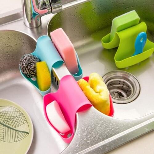 1PC Silicone Rack Snap Fastener Sink Hanging Storage Bag Basket Organizer Bathroom Box Drain Faucet Sponge Holder Gadget 50gA
