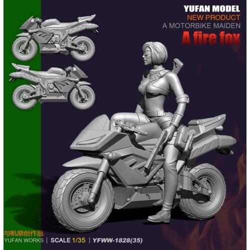 Yufan Model 1/35 Figura Resin Soldier Sail Original 1/35 Sexy Beauty Electric Cyclist Girl Sagittarius Resin Soldier YFWW35-1828