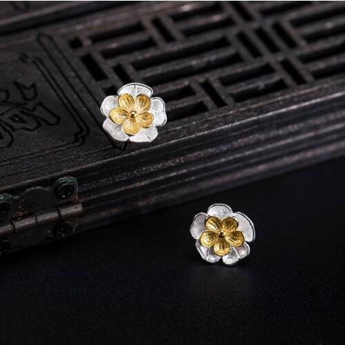 VLA 925 Sterling Silver Aesthetism Creative Flower Earrings Womens Temperament Fashion Personalized Jewelry