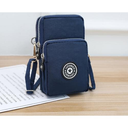 Women three-layer zipper mobile coin purse fashion Small Shoulder Bags Nylon Women Mobile Phone Bags Mini Female Messenger Purse