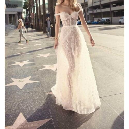 SSYFashion New Sexy White Lace Flower Evening Dress Sweetheart Lllusion Backless Beach Gown Formal Party Dresses Robe De Soiree