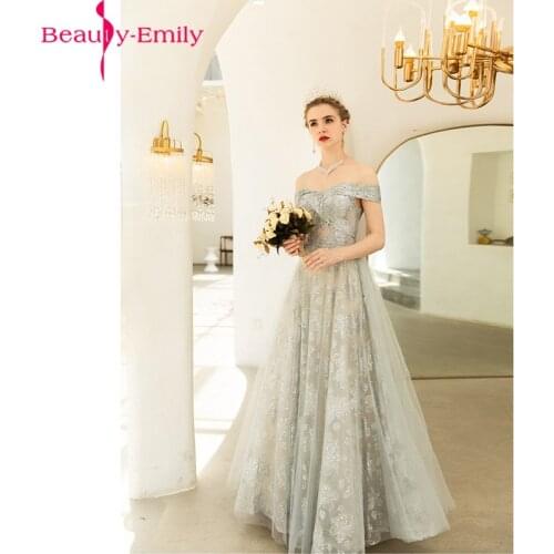 New Arrival Evening Dresses A-Line Boat Neck Beaded Appliques Long Elegant Off the Shoulder Evening Party Gowns Robe De Soiree