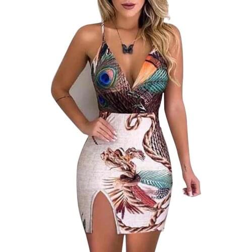 Vintage Elegant Print Mini Dress for Woman Summer Sleeveless Slim High Street Graceful Banquet Party Sexy High Split Dress New