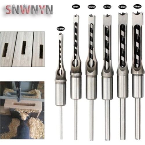 1/4/6PCS HSS Woodworking Square Hole Drill Bits Hole Saw Sets Twist Drill Bits Mortising Chisel Set Woodworking Drill Tools