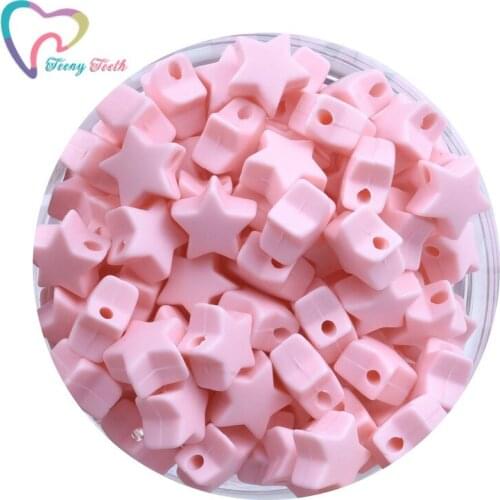 10 PCS Candy Pink Silicone Beads BPA Free Chew Bead 14 MM Star Teething Toys Beads For DIY Baby Necklace Teether Pacifier Clips