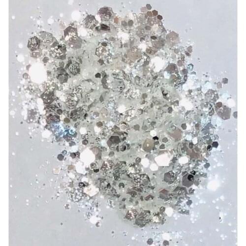 12 Colors Glitter, Silver Chunky Glitter Mix, Nail Art, Resin Molds, Wine Glass Tumbler, Polyester, Loose Glitter, 20g bottle