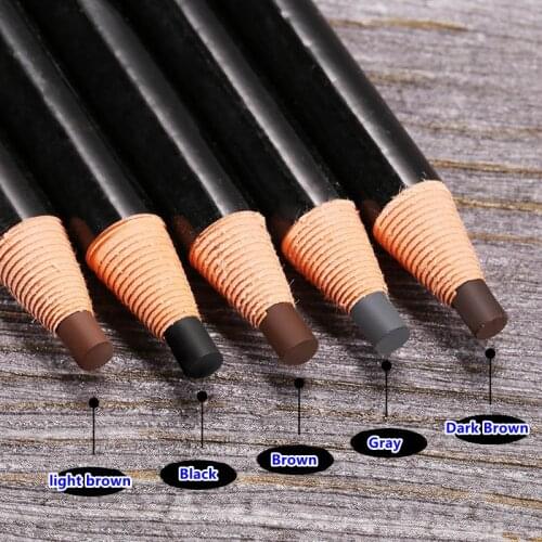 12 pcs 5 Colours 1818 Eyebrow Pencil Peel-off Soft Coloured Waterproof Eye Brow Pen Dark/Light Brown Coffee Black Grey