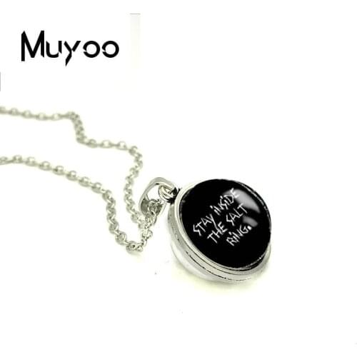 2018 New Stay Inside The Salt Double Sided Pendant Supernatural Necklace Glass Art Printed Photo Pendants Handmade Jewelry