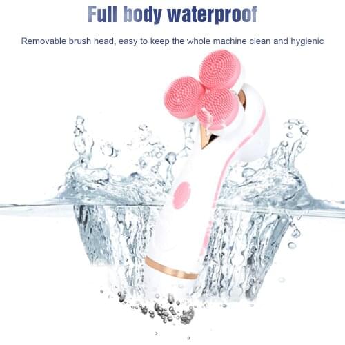 3 in 1Electric Silicone Facial Cleanser Brush Wash Face Machine Skin Pore Cleaner Blackhead Removal Body Cleansing Massage Brush