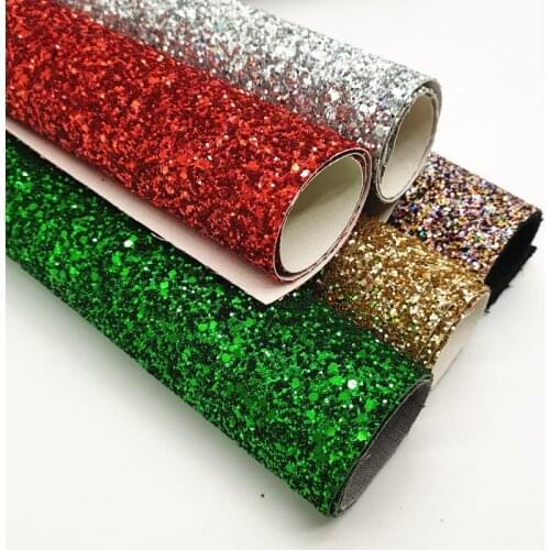 A4 size 20*33cm Glitter Leather Sheets Chunky solid Glitter Faux Leather hair bow DIY material 1116