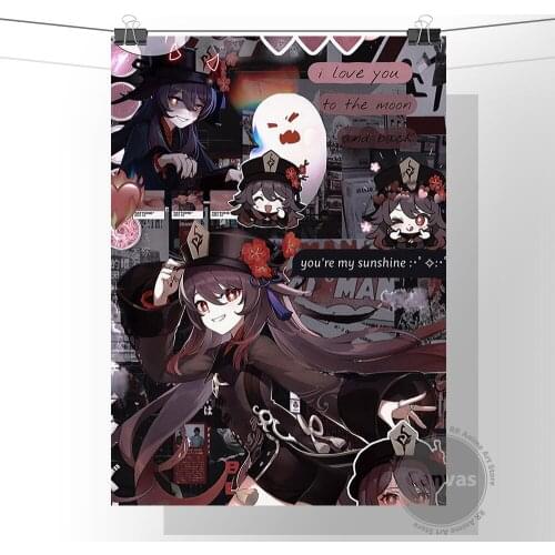 Anime Hu Tao Genshin Impact Poster Pictures Home Manga Decoration Paintings Canvas HD Prints Wall Art Modular Living Room