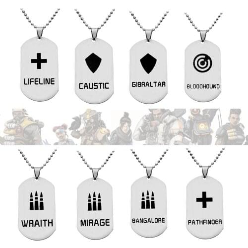 Game Apex Legends Necklace Dog Tags Metal Neck Beads Chain Stainless Steel For Bag Pendant Men Jewelry Llaveros Accessories