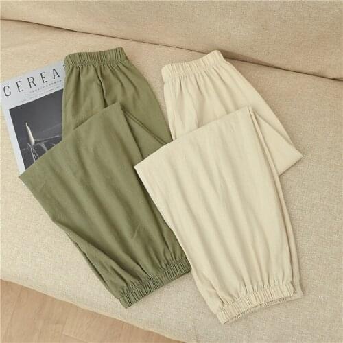 Summer Women Plus Size Trousers Harem Pants Cotton Linen Nine Pants Elastic Waist Vintage Trousers Lady Loose Casual Pants