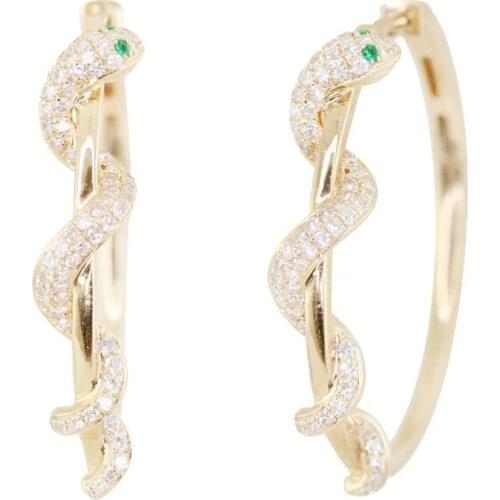 Cz snake hoop earring for women high quality micro pave cubic zirconia fashion jewelry
