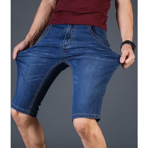 2021 Summer New Style Big Size 40 42 44 46 New Man Business Denim Shorts Fashion Casual Stretch Slim Blue Thin Short Jeans Male