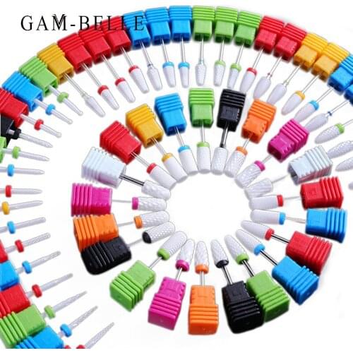 GAM-BELLE Ceramic Nail Drill Bit Milling Cutter For Manicure Pedicure Electric Nail Files Buffer Machine Tool Nail Art Accessory