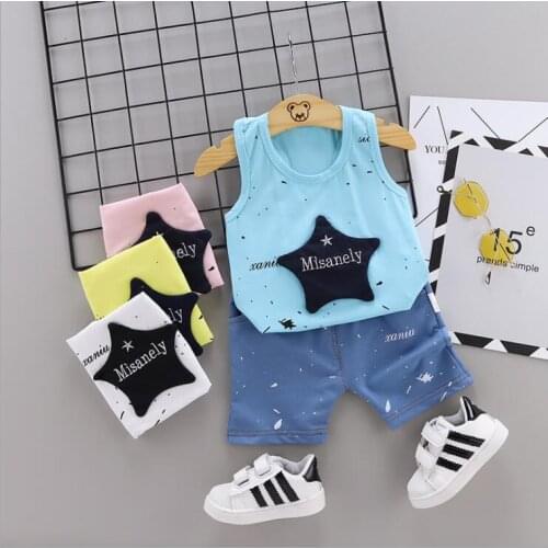 Summer Toddler Children Boys Girls Cotton Clothes Letter Cartoon T-Shirt Shorts 2pcs/Sets Kid Clothing Infant Tracksuits Costume