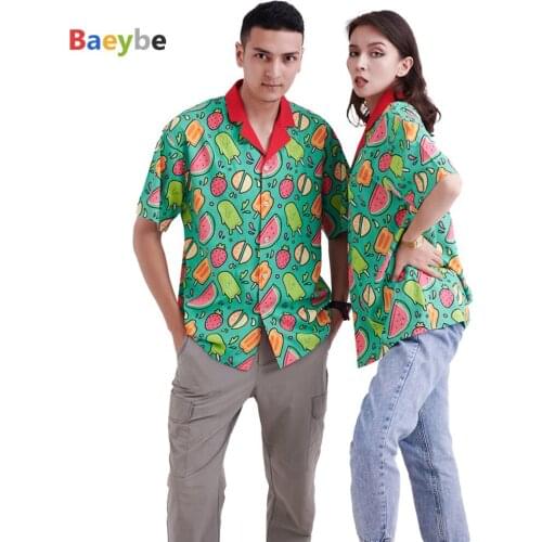 Hawaiian Shirt Women Swimsuit Swimwear Cover Up Watermelon Green Streetwear HIp Hop Camisa Shirt Anime Cotton Shirt for Women