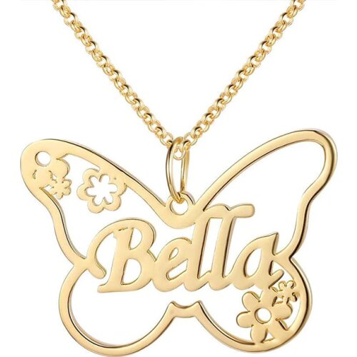 Goxijite Fashion Custom Name Necklace With Butterfly For Women Stainless Steel Personalized Nameplate Choker Boho Jewellry Gift