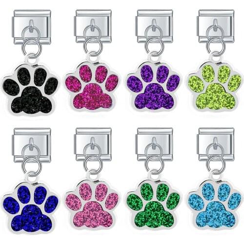 Hapiship 2021 9mm Width Original Daisy Pet Dogs Paw Santa Claus Italian Charm Fit Bracelet Stainless Steel Jewelry Making DJ359