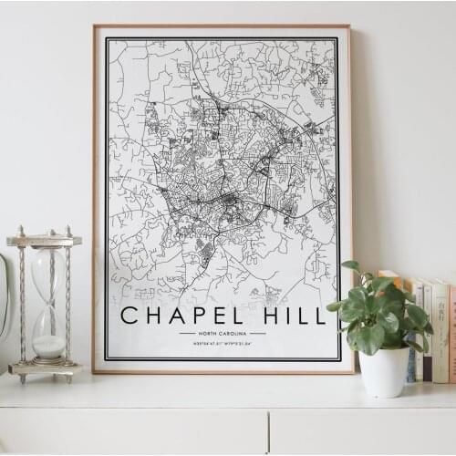 CHAPEL HILL North Carolina NC usa city map Nordic Living Room Decoration Canvas Poster Modern Home Decor Art Print Painting