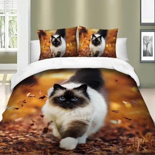 3D Bedding Set Cat Dog Print Comforter Duvet Cover Lifelike Bedclothes with Pillowcase Bed Set Home Decor Kids Gift