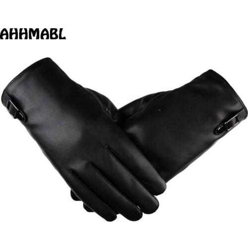 Fashion Mens Classic Black Winter Leather Gloves Sport Driving Touch Screen Gloves Male Military Tactical Warm Mitterns G521
