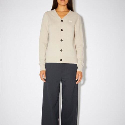 Square Smiley Fashion Women V-Neck Knitted Cardigan Ladies Long Sleeve Sweater Outwear Top Female Single-Breasted Knitwear 2021