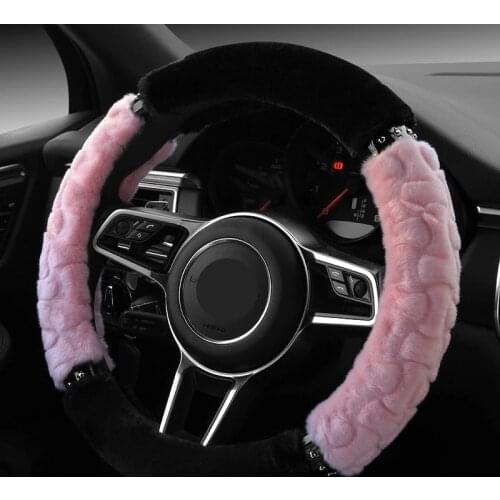 Soft Plush Car Steering Wheel Cover 38cm Auto Decoration Car Accessories For Girls Funda Volante Coche Accesorios Para Auto
