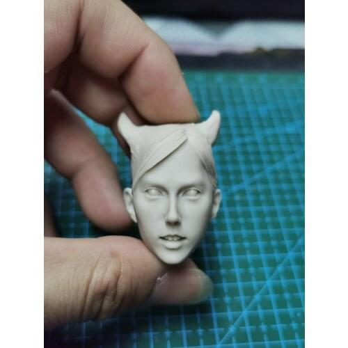 1/6 Scale Girl Unpainted Head Model Horns for 21''Figure Practices