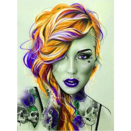 New diamond painting colorful hair beauty picture full square / round diamond embroidery 5D cross stitch gift home decoration