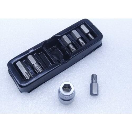 New 7pcs 10mm Torx TAMOEROROOF Screwdriver Bits T25 - T50 with 1/2" Conversion sleeve Socket for Spline Torx Hex RIBE L30mm S2
