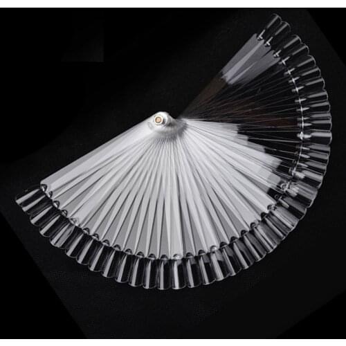Wholesale 20sets Practice Color Board Fan Shaped 50 Tips False Nail Art Color Chart Display Stick Polish show rack free shipping