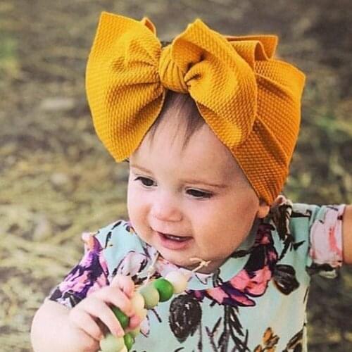 Fit All Baby Large Bow Girls Headband Big Bowknot Headwrap Kids Bow for Hair Cotton Wide Head Turban Infant Newborn Headbands