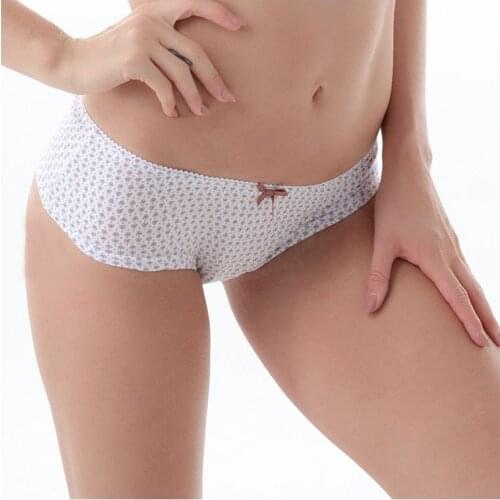 MiaoErSiDai Briefs For Girls Cotton Panties Sexy Women' Low-Rise Teenagers' Printed Underwear Ladies Briefs XS-S-M