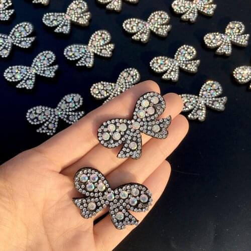 10pcs Cute bow AB Rhinestone Applique Sew on Patch for Clothing Dress Diy Patches beaded applique sweater applique