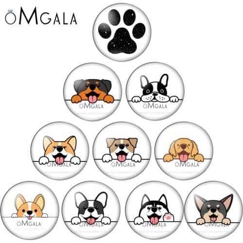 Beauty Lovely Dogs Cartoon 10pcs set 10mm/12mm/16mm/18mm/25mm Round photo glass cabochon demo flat back Making findings